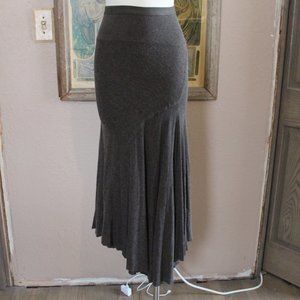 Rick Owens LILIES gray double layer asymmetric raw hem fit/flare long skirt